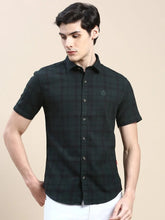 Men Green Checked Casual Shirt-VIVACHECKS-261-Olive